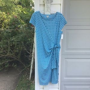NWT Talbots Tie On Front Easy Turquoise White
